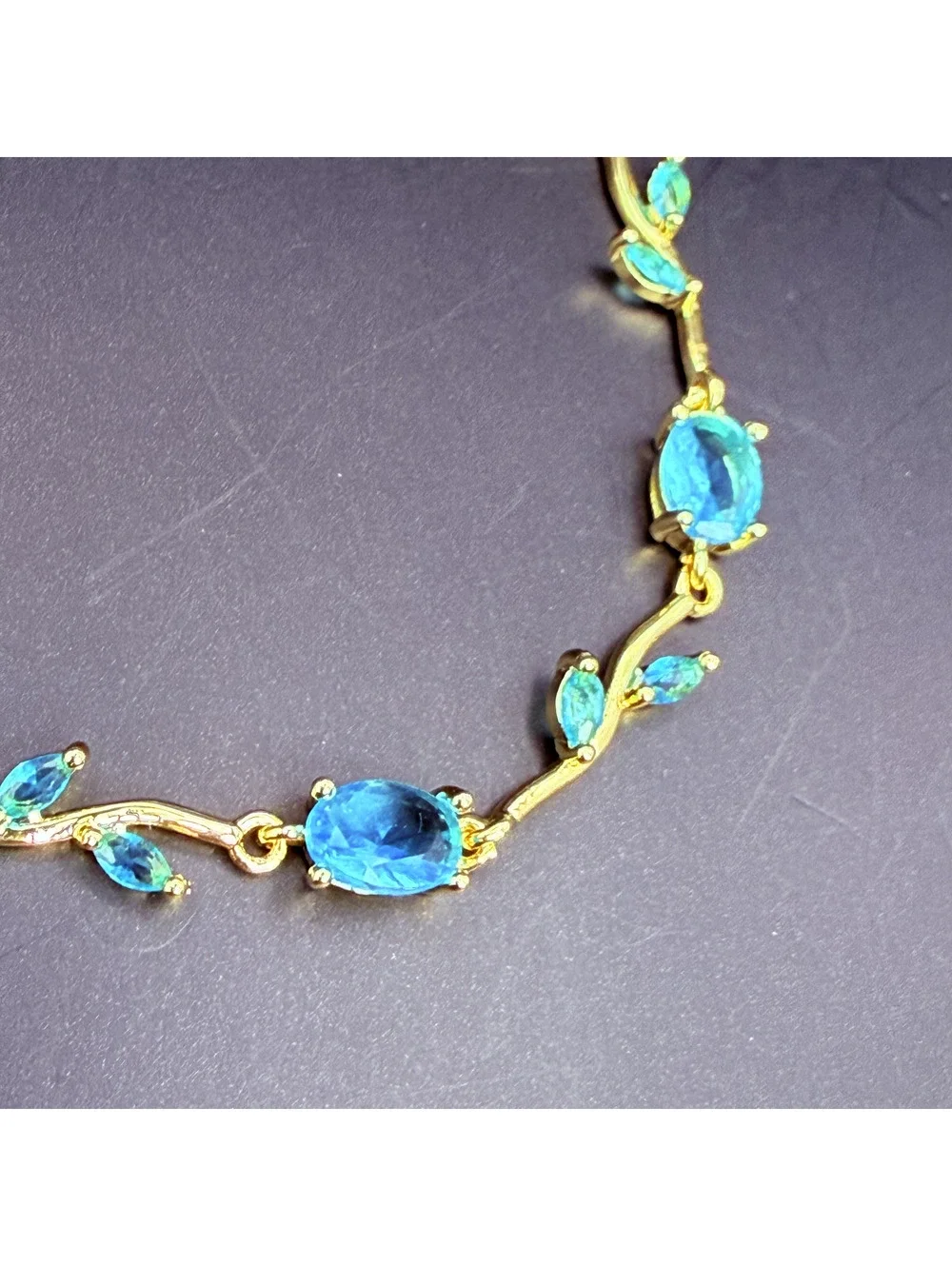 candy+clover aqua tulip vine gold tone bracelet